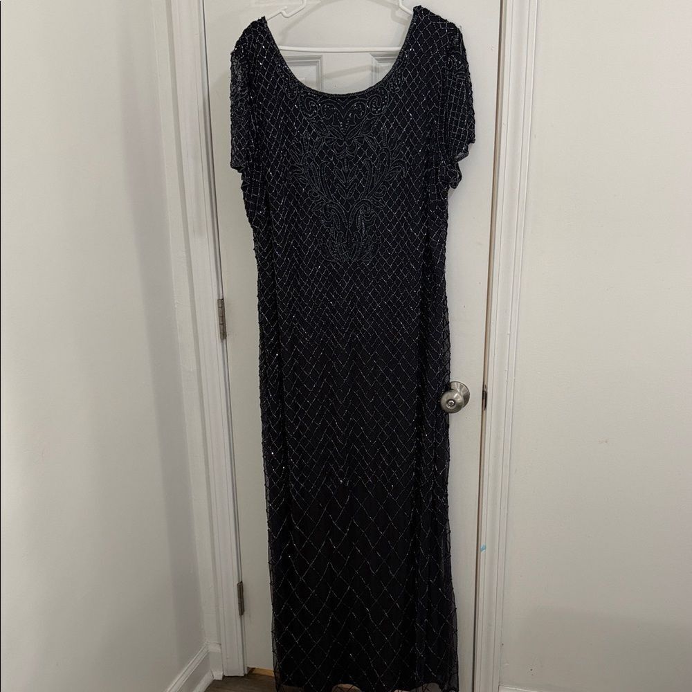 Pisarro Nights Dark Purple Beaded Maxi Dress Size 24W